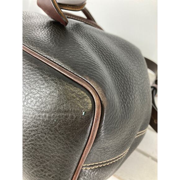 DOONEY & BOURKE LARGE BLACK LEATHER DRAWSTRING SHOULDER BAG - Picture 9 of 16